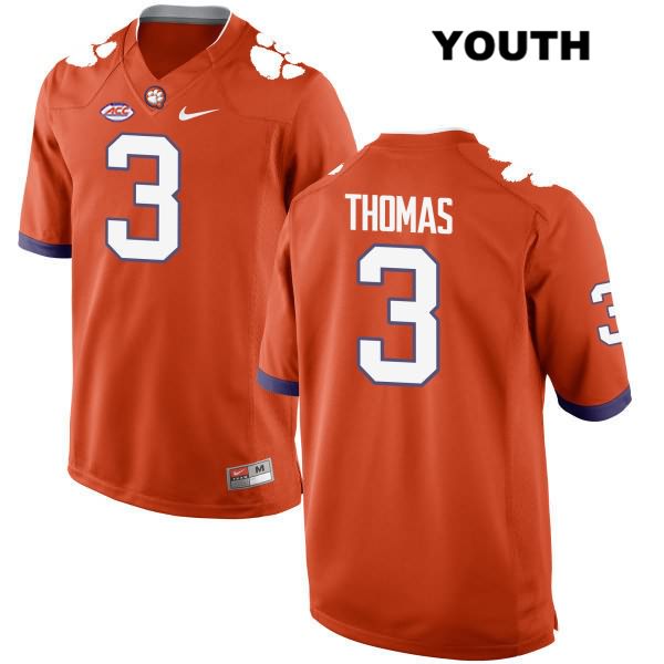 Youth Clemson Tigers #3 Xavier Thomas Stitched Orange Authentic Style 2 Nike NCAA College Football Jersey PQX4646OS